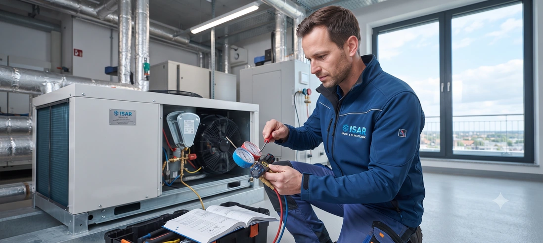 Servicetechniker prüft eine Kälteanlage